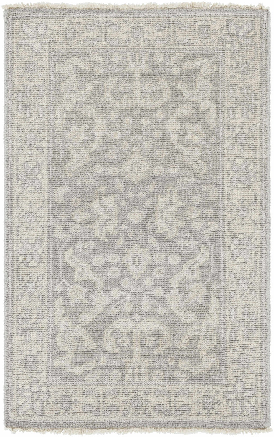 Bradfordsville Traditional Style Cream And Gray Hand Knotted Wool Rug - The Rug Decor