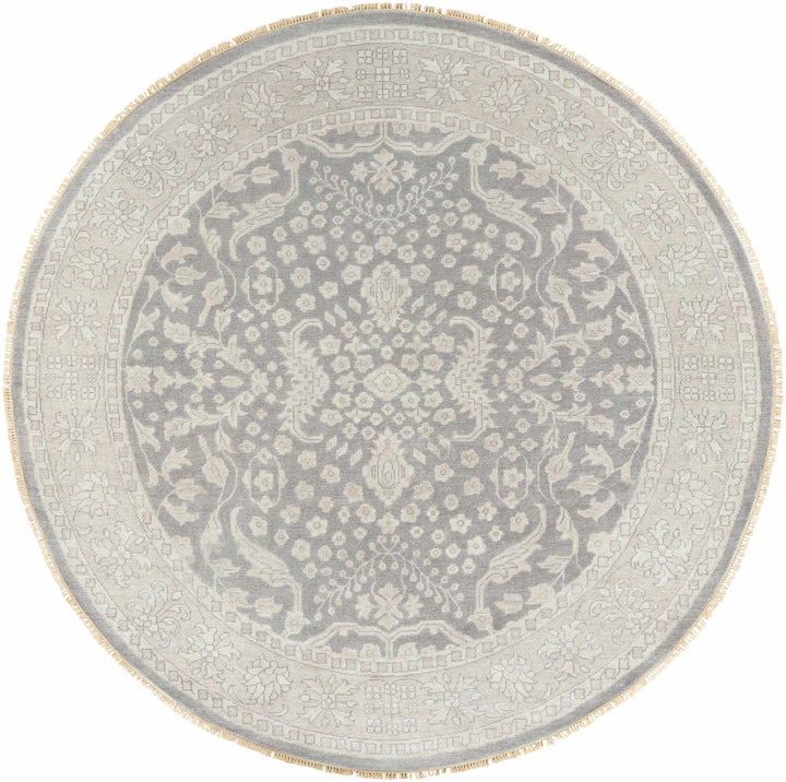 Bradfordsville Traditional Style Cream And Gray Hand Knotted Wool Rug - The Rug Decor
