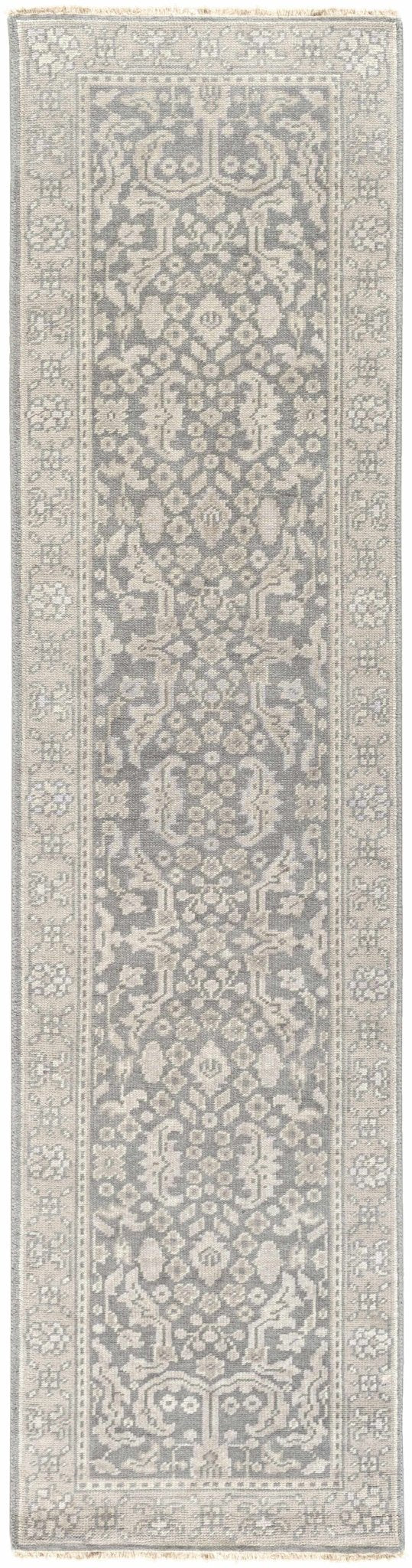 Bradfordsville Traditional Style Cream And Gray Hand Knotted Wool Rug - The Rug Decor