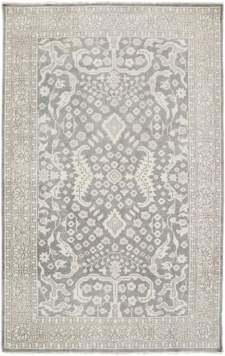 Bradfordsville Traditional Style Cream And Gray Hand Knotted Wool Rug - The Rug Decor