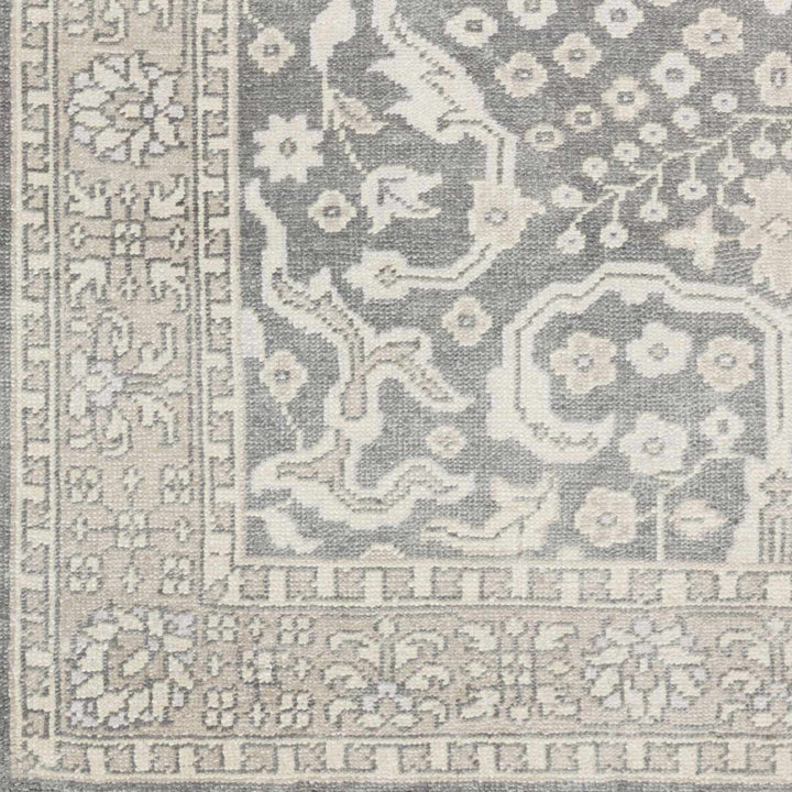 Bradfordsville Traditional Style Cream And Gray Hand Knotted Wool Rug - The Rug Decor