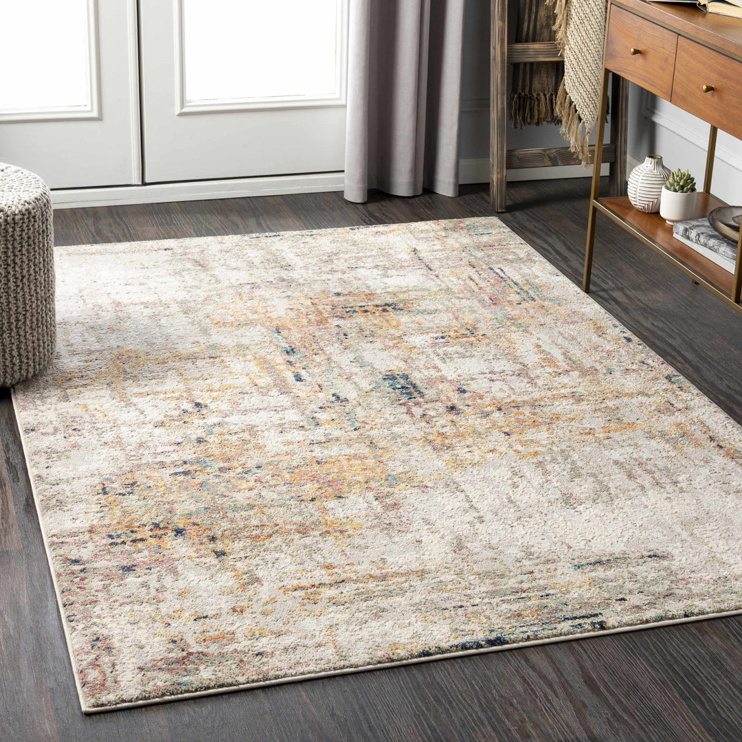 Birchgrove Modern Abstract Design Beige And Mustrad Area Rug