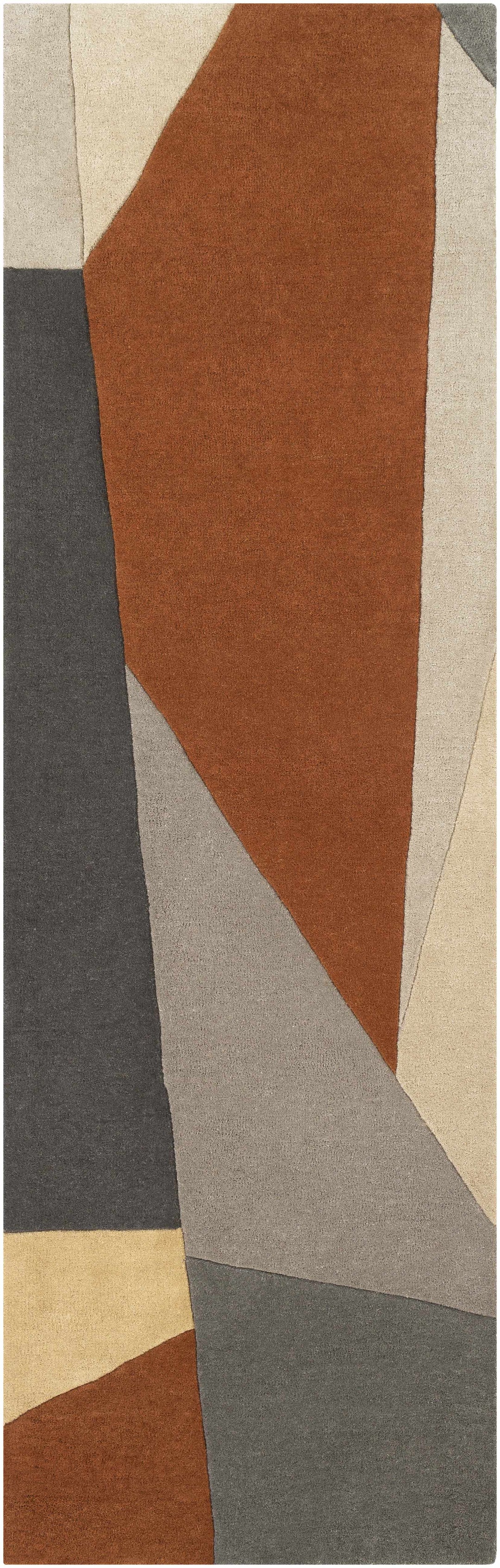 Bracknell Contemporary Abstract Gray And Rust Wool Rug
