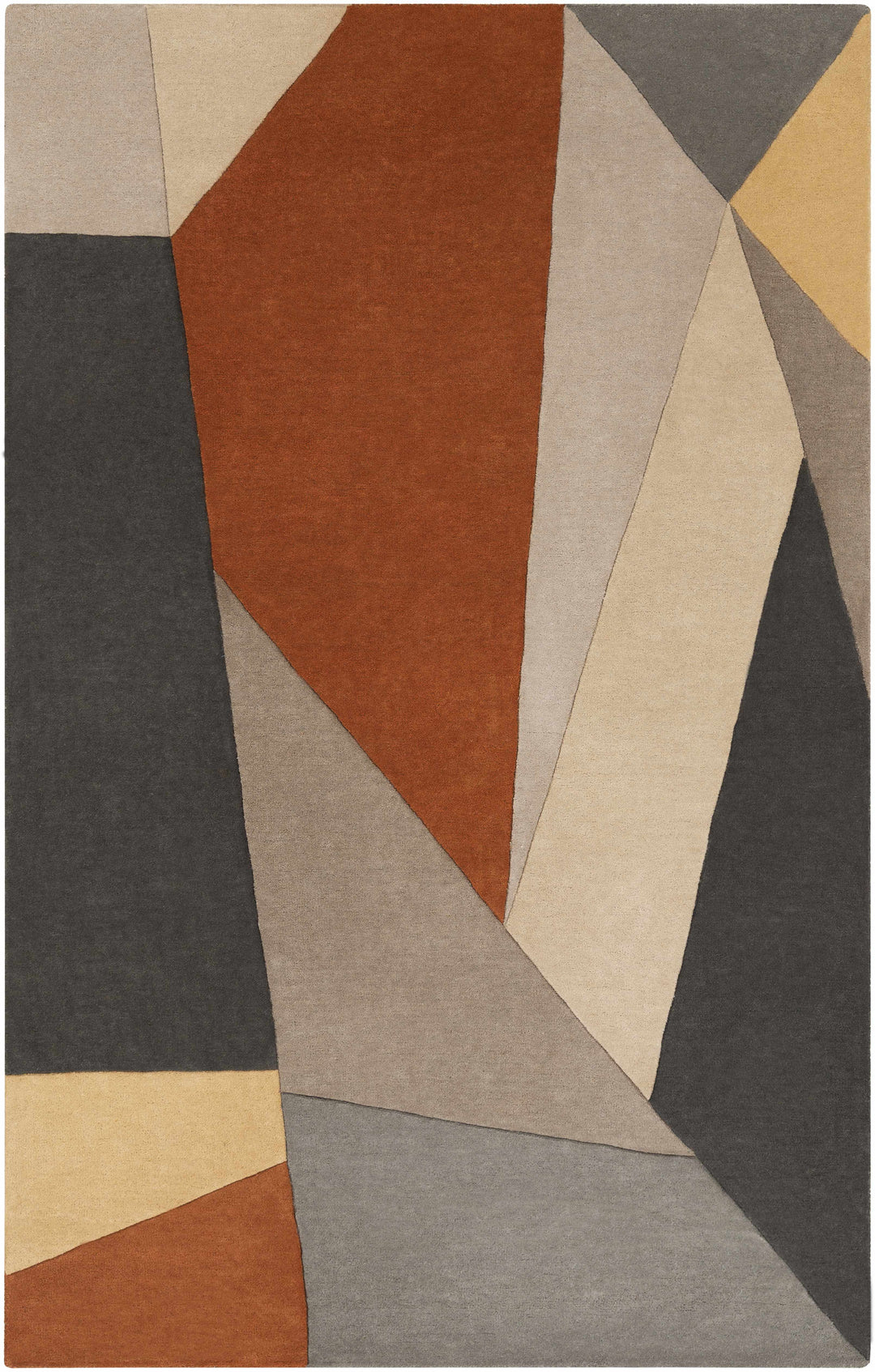 Bracknell Contemporary Abstract Gray And Rust Wool Rug