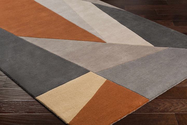 Bracknell Contemporary Abstract Gray And Rust Wool Rug