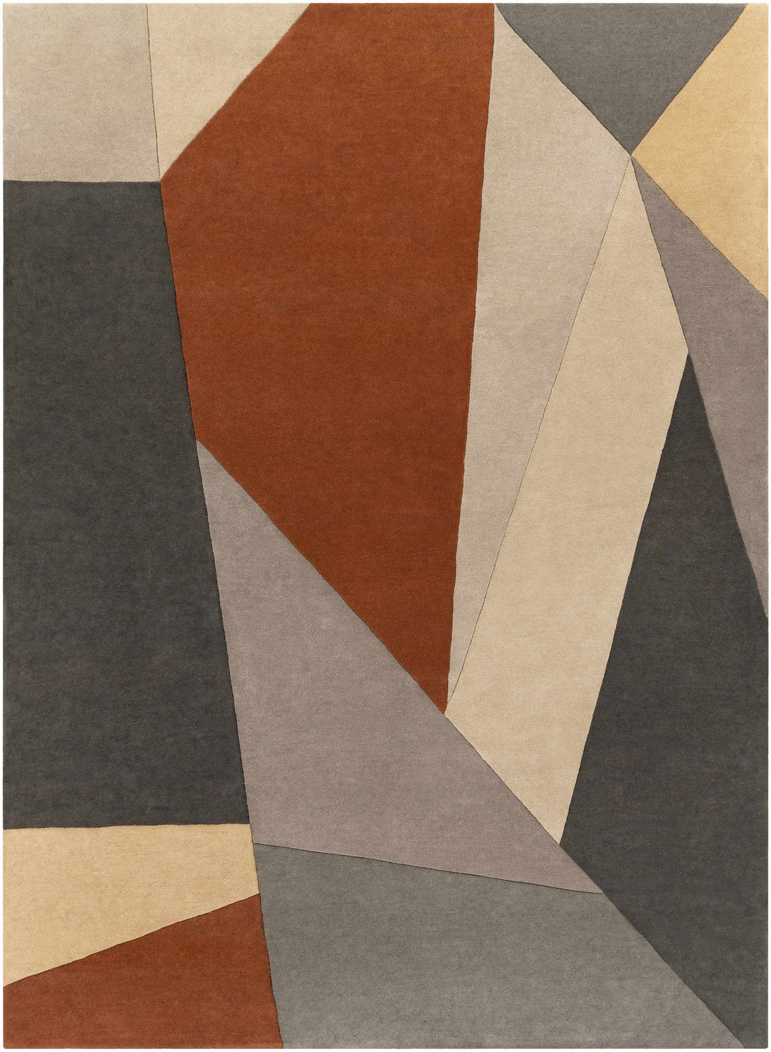 Bracknell Contemporary Abstract Gray And Rust Wool Rug