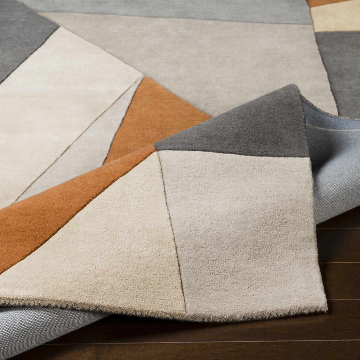 Bracknell Contemporary Abstract Gray And Rust Wool Rug
