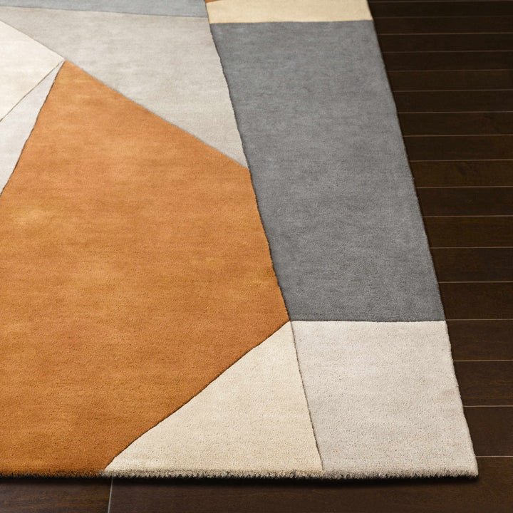 Bracknell Contemporary Abstract Gray And Rust Wool Rug