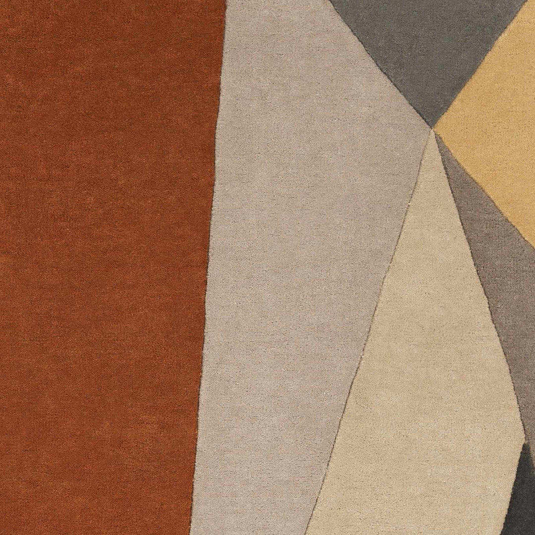 Bracknell Contemporary Abstract Gray And Rust Wool Rug