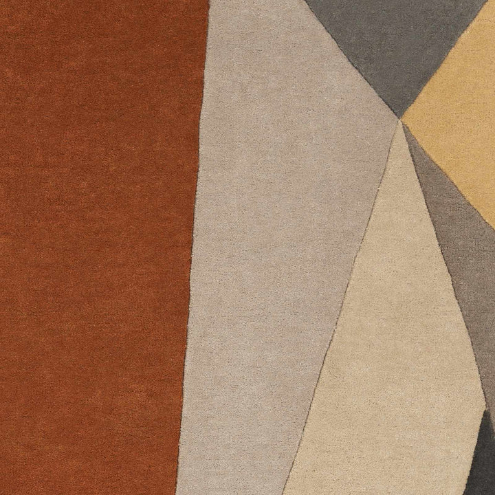 Bracknell Contemporary Abstract Gray And Rust Wool Rug