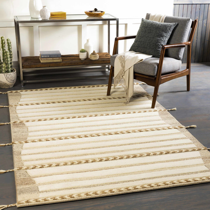 Abercarn Beige Modern Style Hand Tufted Wool Area Rug