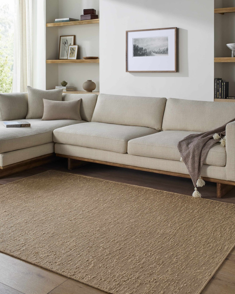 Breena Contemporary Camel Solid Washable Rug - The Rug Decor