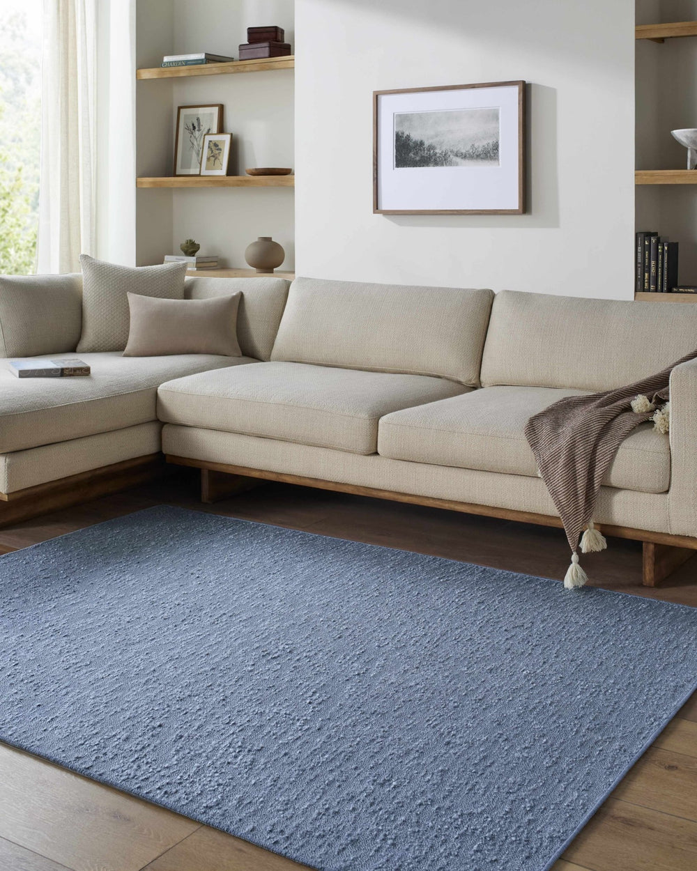 Breena Contemporary Solid Blue Washable Rug - The Rug Decor