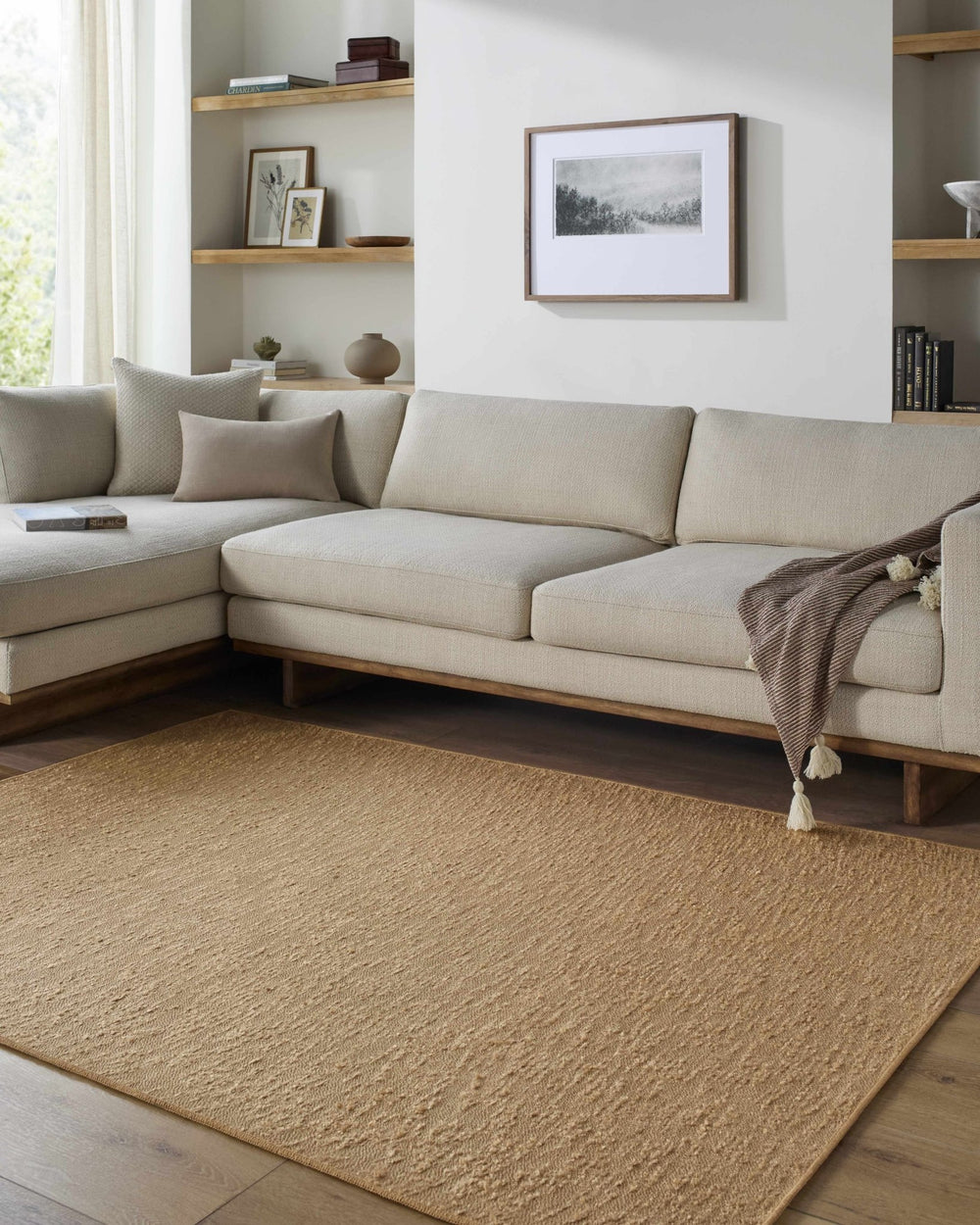 Breena Contemporary Solid Camel Washable Rug - The Rug Decor