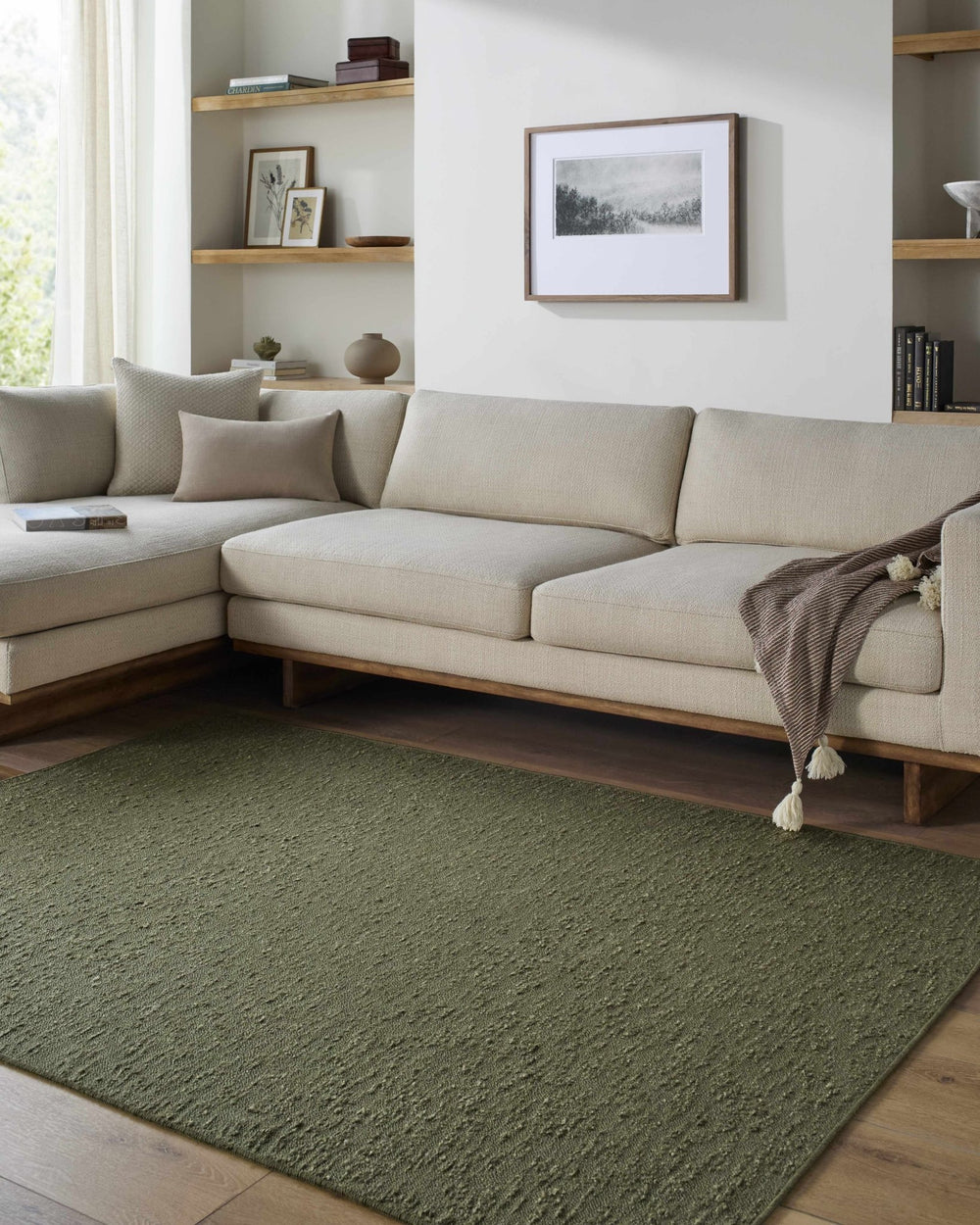 Breena Contemporary Solid Olive Washable Rug - The Rug Decor