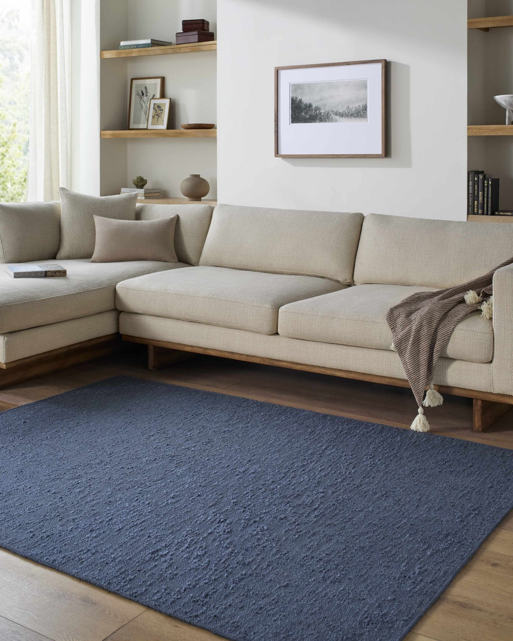 Breena Modern Navy Solid Washable Rug - The Rug Decor