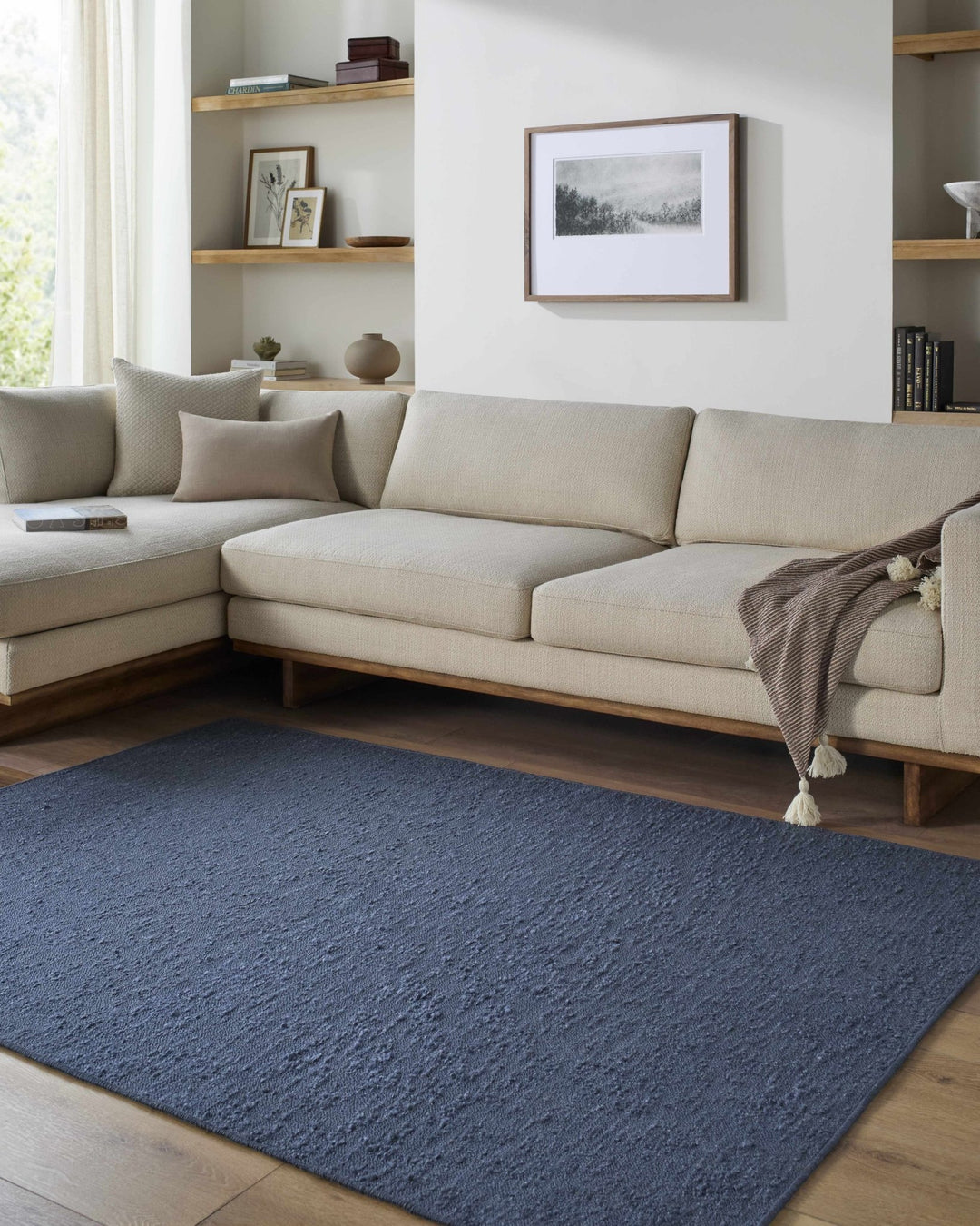 Breena Modern Navy Solid Washable Rug - The Rug Decor