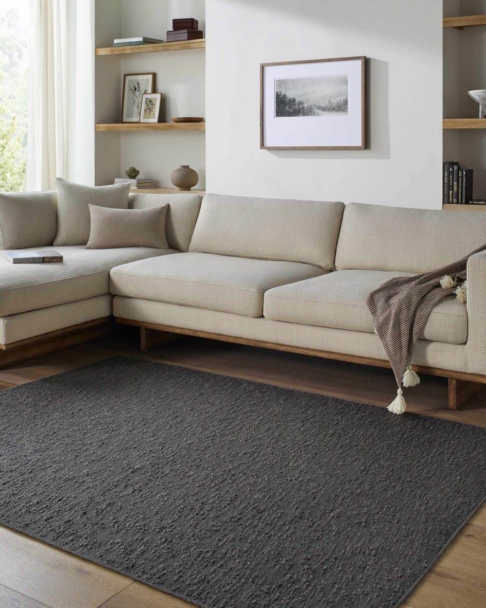 Breena Modern Solid Design Charcoal Washable Area Rug - The Rug Decor