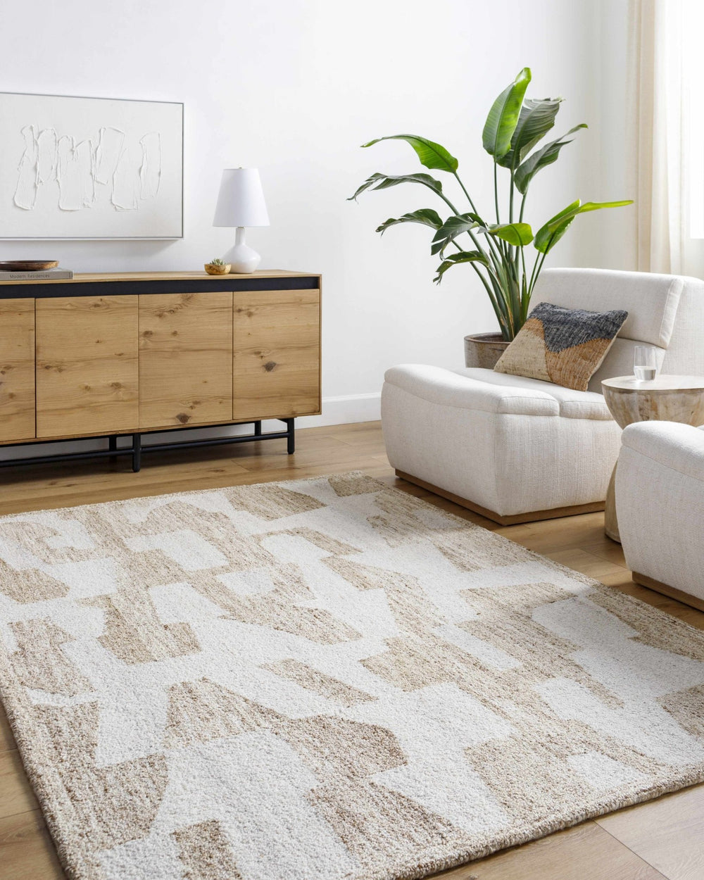Brendy Contemporary Abstract Beige And Ivory Rug - The Rug Decor