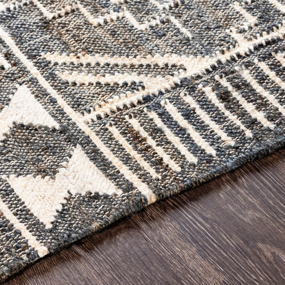 Brenham Modern Geometrical Charcoal And Beige Hand Woven Area Rug - The Rug Decor