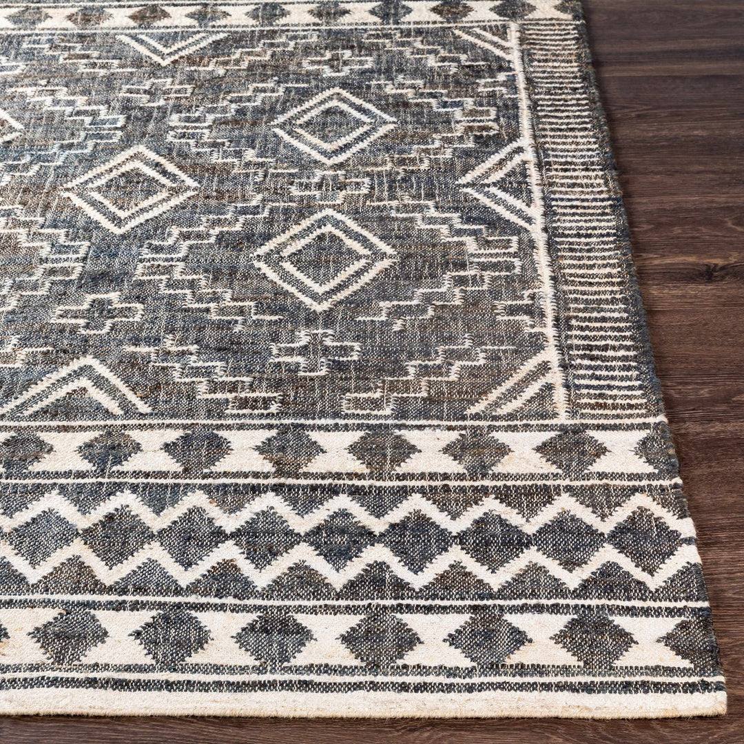 Brenham Modern Geometrical Charcoal And Beige Hand Woven Area Rug - The Rug Decor