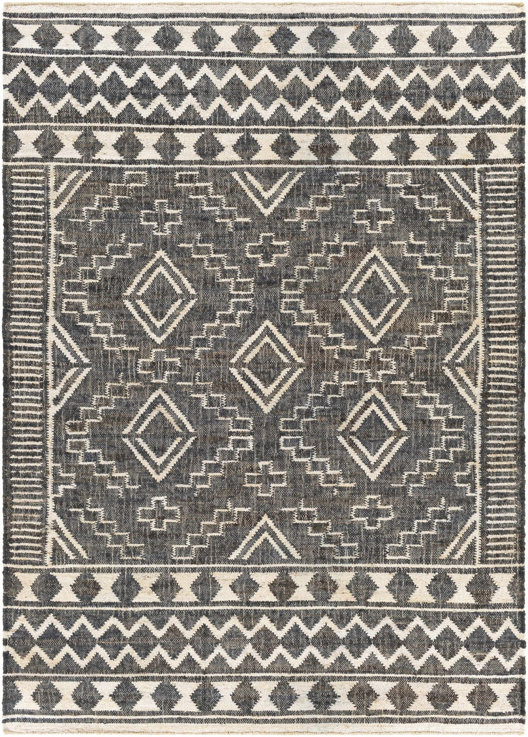 Brenham Modern Geometrical Charcoal And Beige Hand Woven Area Rug - The Rug Decor