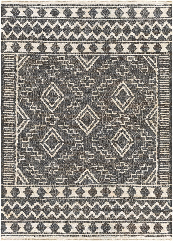 Brenham Modern Geometrical Charcoal And Beige Hand Woven Area Rug - The Rug Decor