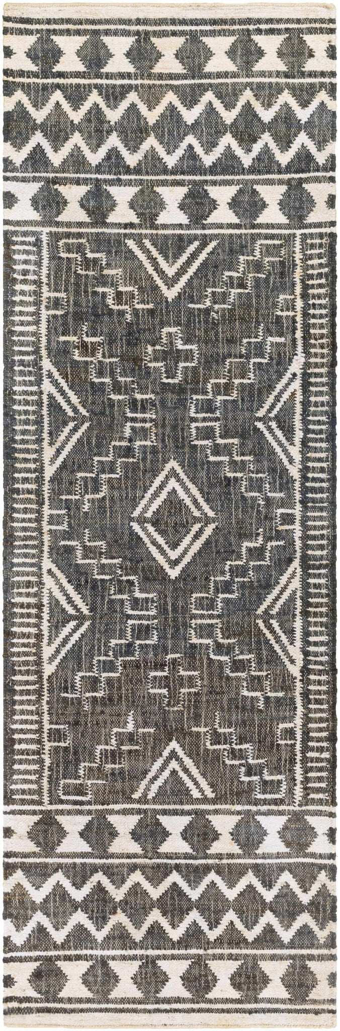 Brenham Modern Geometrical Charcoal And Beige Hand Woven Area Rug - The Rug Decor
