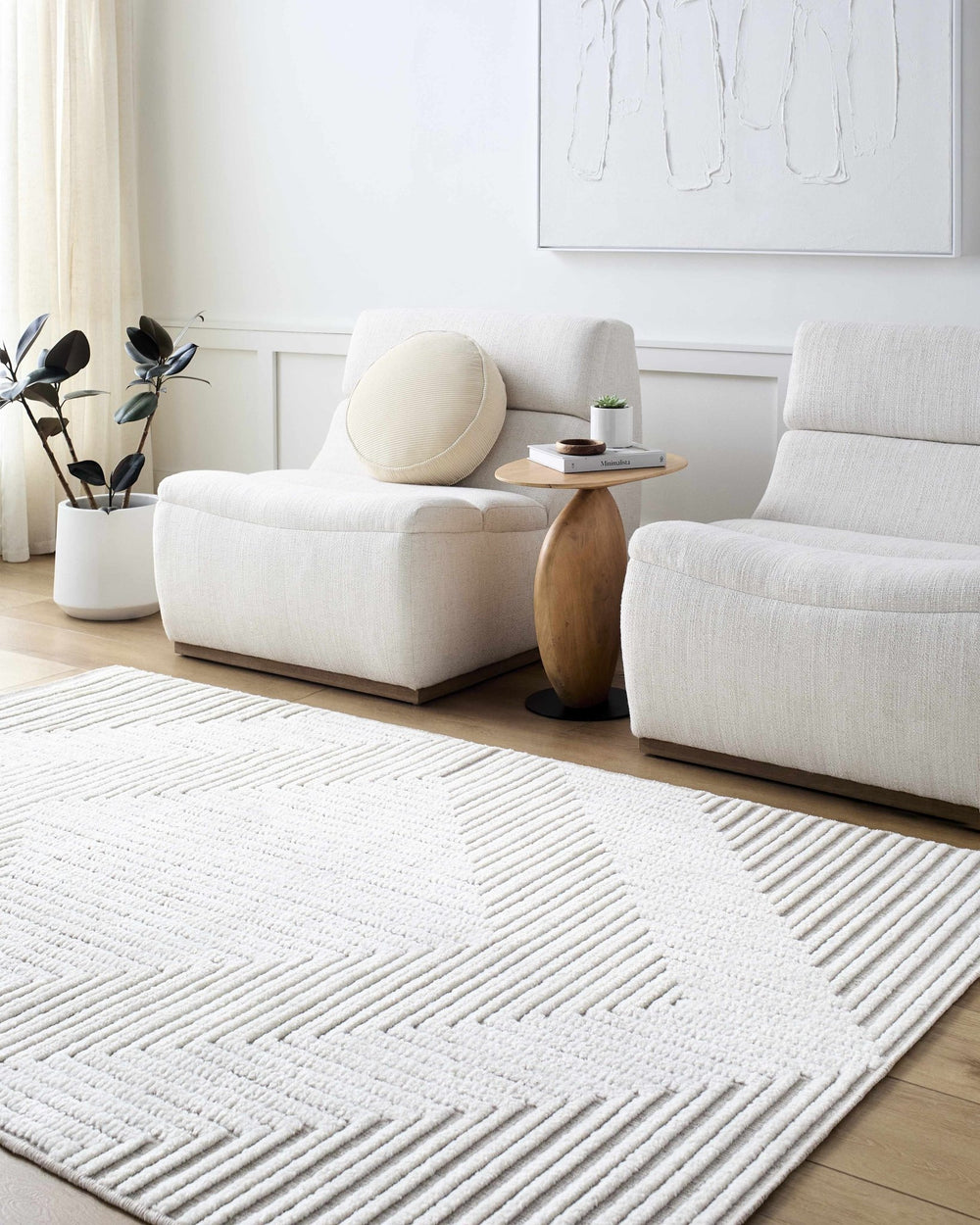 Briana Modern Geometric Design White Washable Rug - The Rug Decor