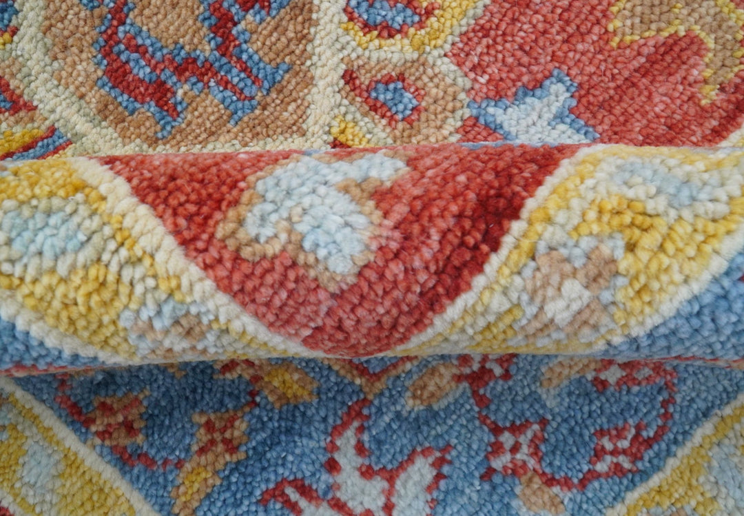 Brickle Red And Blue Traditional Hand Knotted Wool Area Rug - The Rug Decor