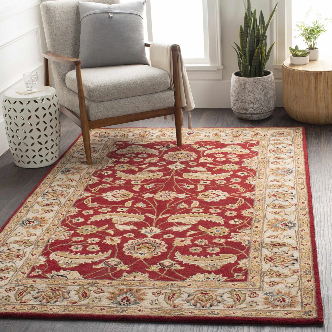 Brisbin Traditional Design Maroon And Beige Hand Tufted Wool Rug - The Rug Decor