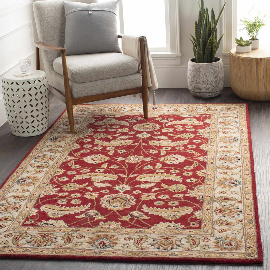 Brisbin Traditional Design Maroon And Beige Hand Tufted Wool Rug - The Rug Decor