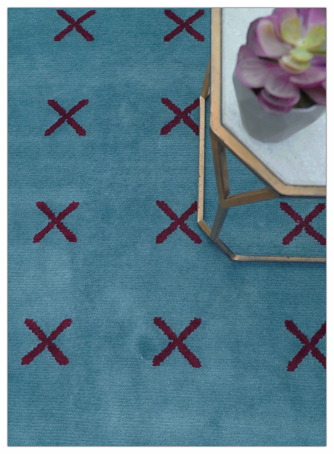 Brisk Custom Made Contemporary Design Blue Hand Knotted Wool Rug - The Rug Decor