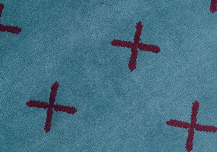 Brisk Custom Made Contemporary Design Blue Hand Knotted Wool Rug - The Rug Decor