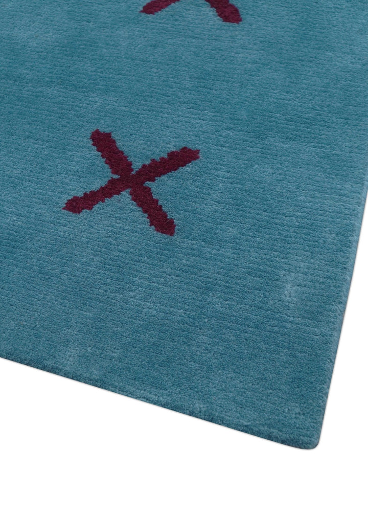 Brisk Custom Made Contemporary Design Blue Hand Knotted Wool Rug - The Rug Decor