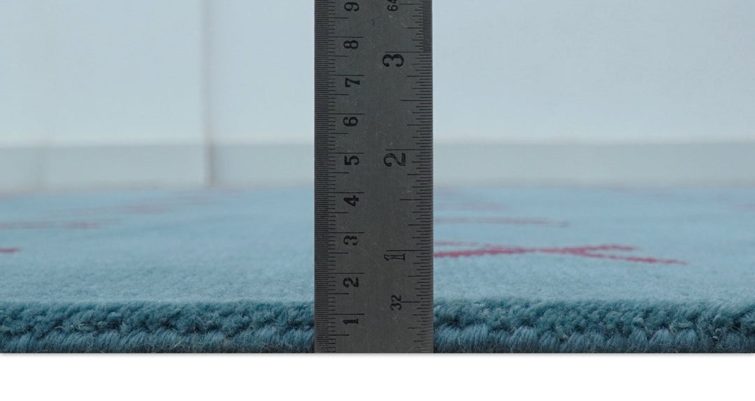 Brisk Custom Made Contemporary Design Blue Hand Knotted Wool Rug - The Rug Decor