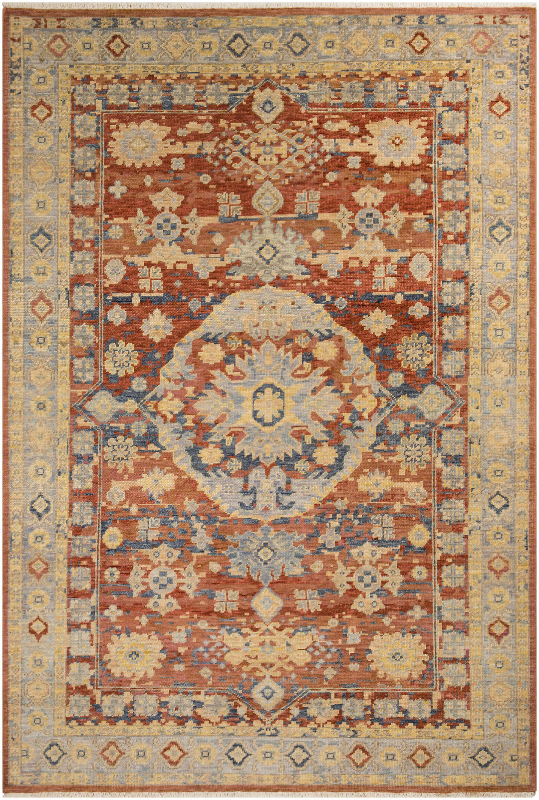Brookeland Traditional Beige And Rust Hand Knotted Wool Area Rug