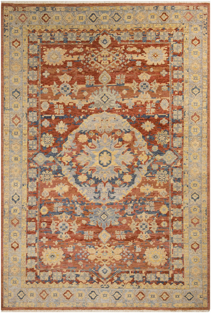 Brookeland Traditional Beige And Rust Hand Knotted Wool Area Rug