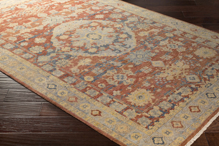 Brookeland Traditional Beige And Rust Hand Knotted Wool Area Rug