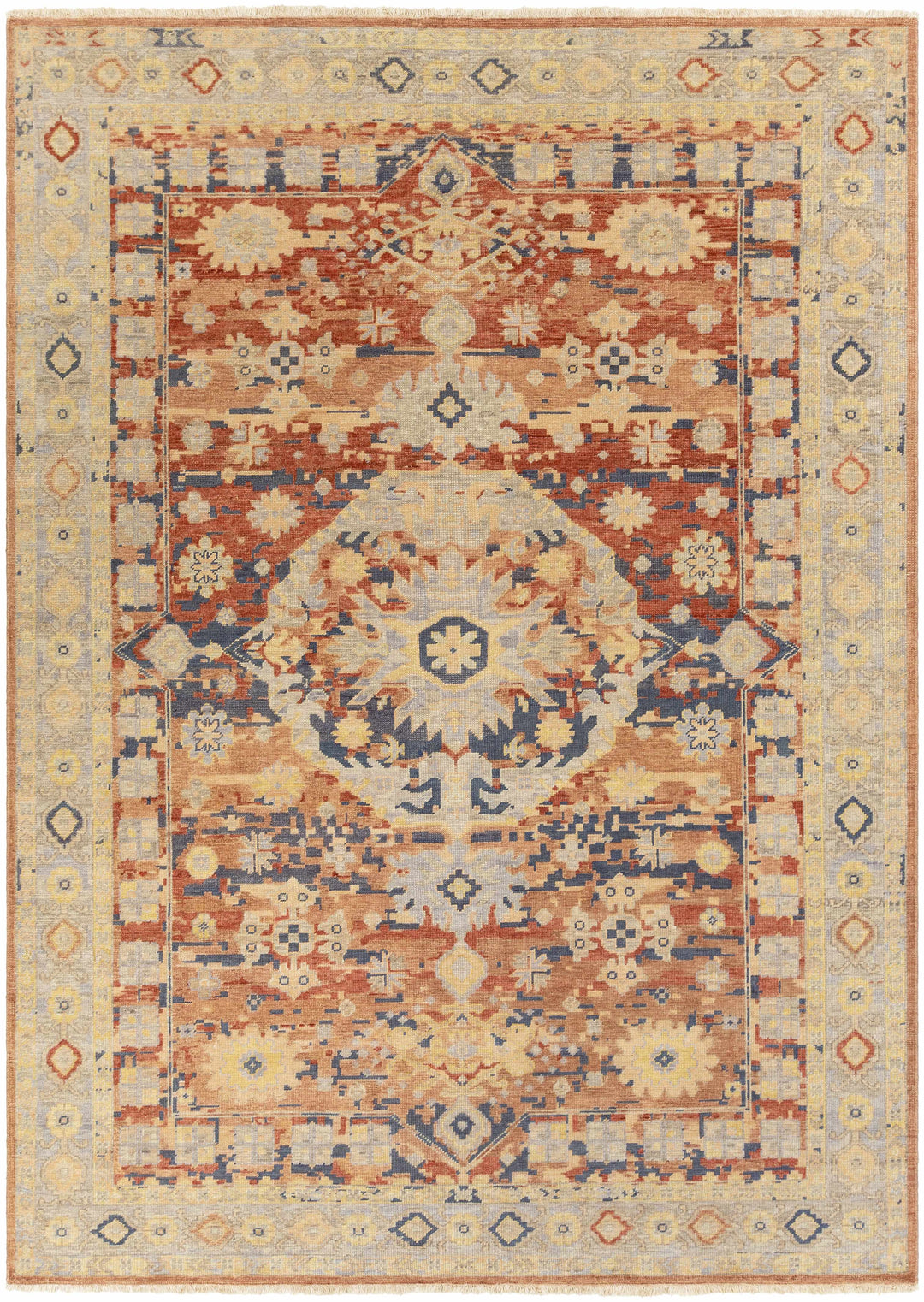 Brookeland Traditional Beige And Rust Hand Knotted Wool Area Rug