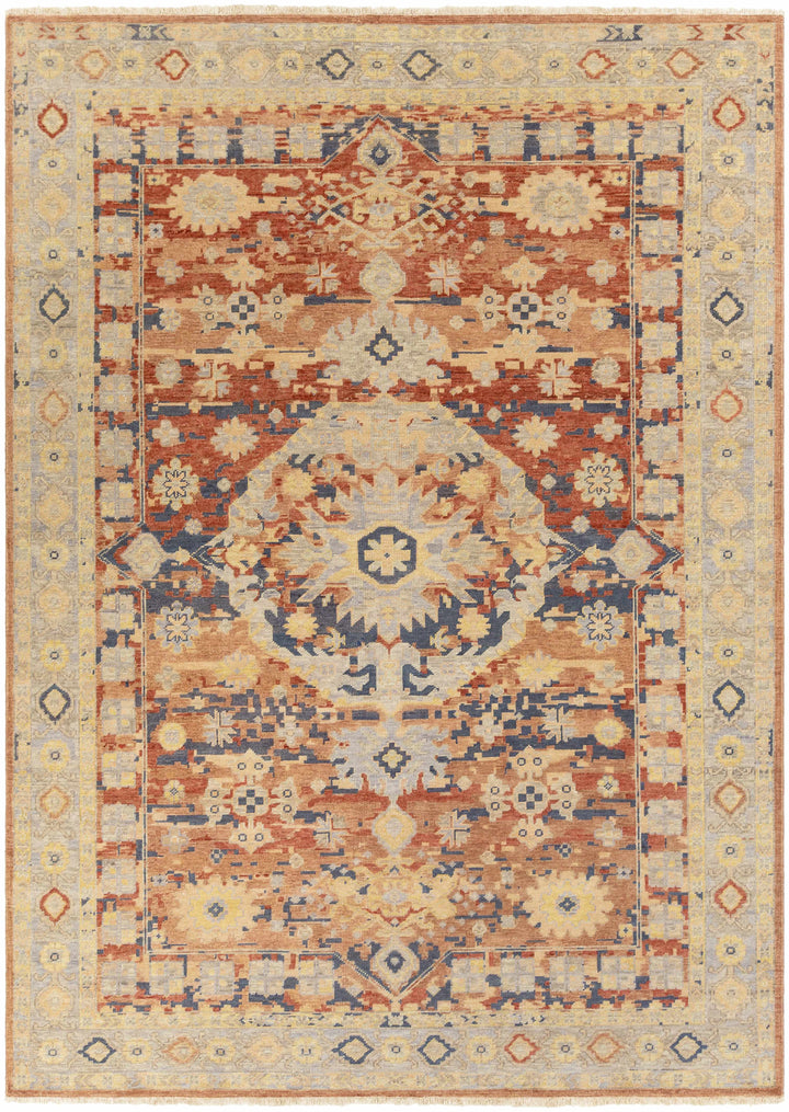 Brookeland Traditional Beige And Rust Hand Knotted Wool Area Rug