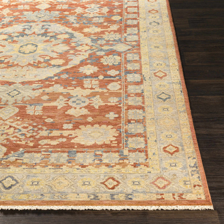 Brookeland Traditional Beige And Rust Hand Knotted Wool Area Rug