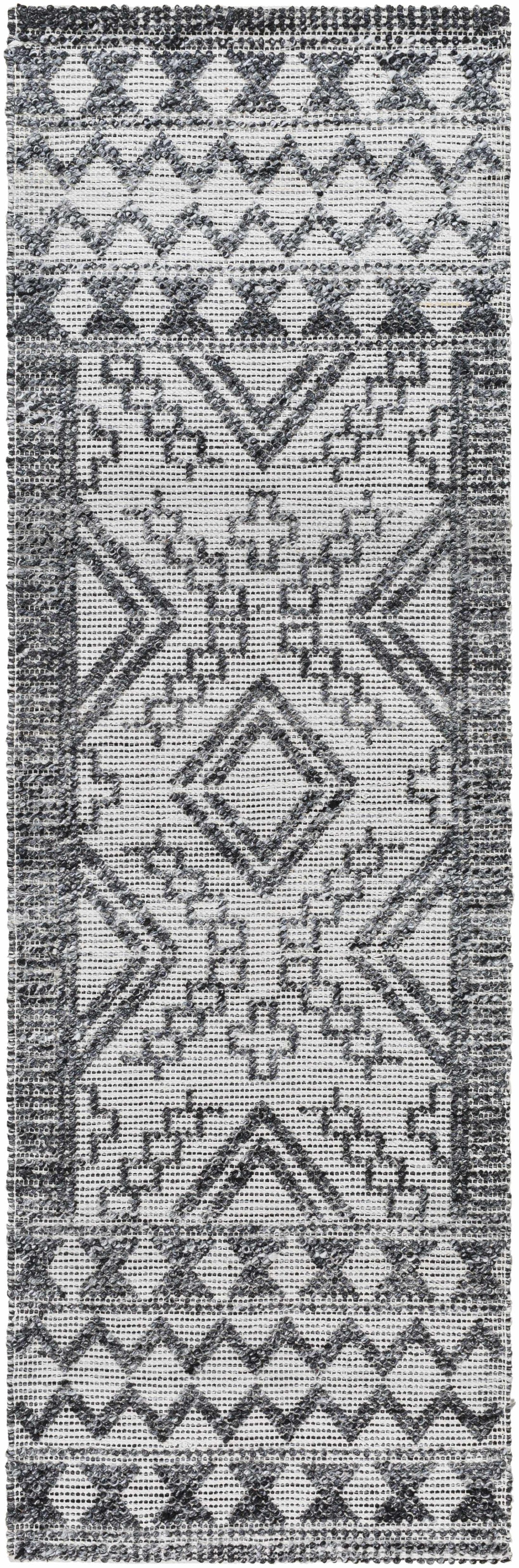 Bram Modern Geometric Ivory And Charcoal Hand Woven Area Rug