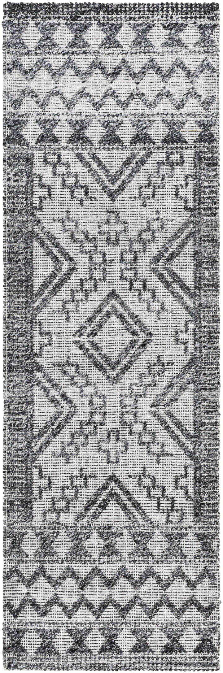 Bram Modern Geometric Ivory And Charcoal Hand Woven Area Rug