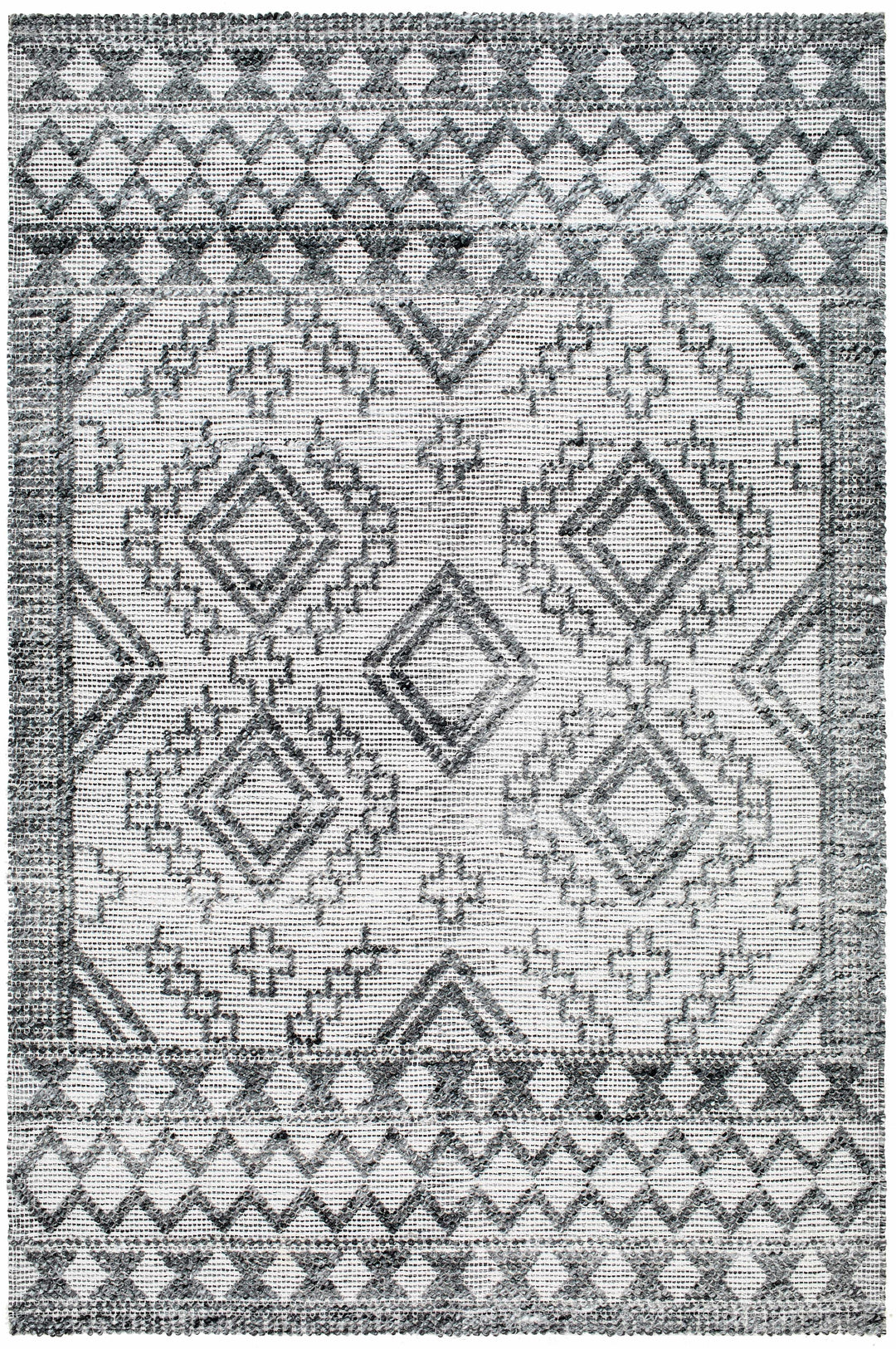 Bram Modern Geometric Ivory And Charcoal Hand Woven Area Rug