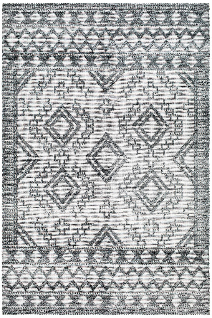 Bram Modern Geometric Ivory And Charcoal Hand Woven Area Rug