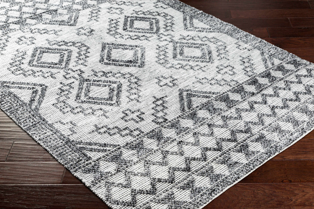 Bram Modern Geometric Ivory And Charcoal Hand Woven Area Rug