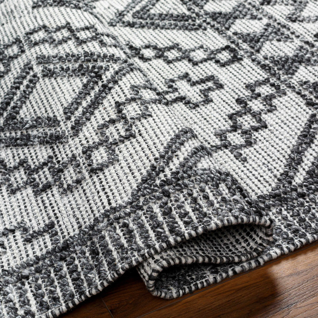 Bram Modern Geometric Ivory And Charcoal Hand Woven Area Rug