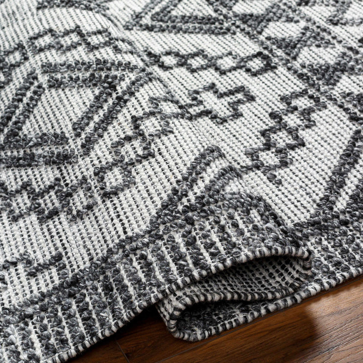 Bram Modern Geometric Ivory And Charcoal Hand Woven Area Rug