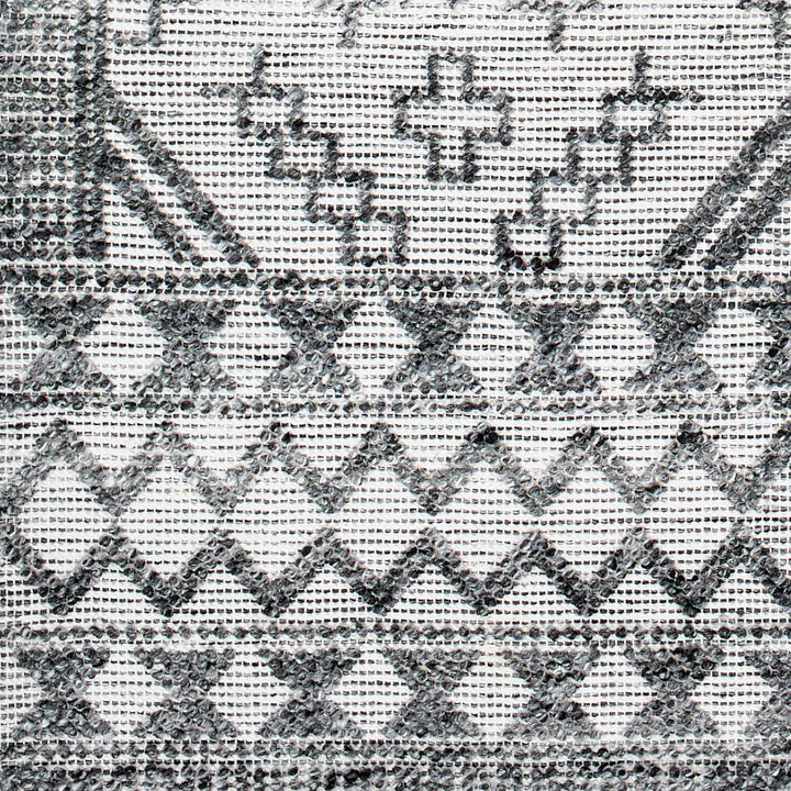 Bram Modern Geometric Ivory And Charcoal Hand Woven Area Rug